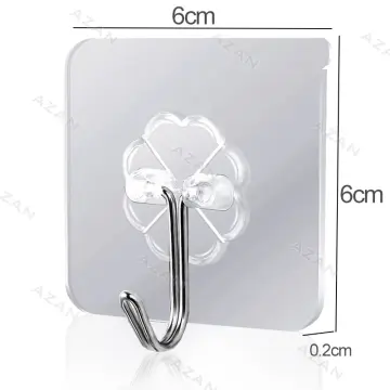 10pcs Acrylic Thickened Traceless Hook, Transparent Adhesive Hook