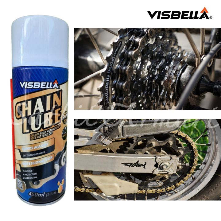 สเปรย์หล่อลื่นโซ่-สเปรย์หล่อลื่นอุปกรณ์-visbella-chain-lube-450-ml-ลดการสึกหรอ-ยืดอายุการใช้งานโซ่-และอุปกรณ์ต้องการความหล่อลื่น-มีบริการเก็บเงินปลายทาง