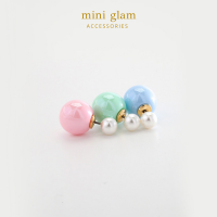 Miniglam Pastel Glossy Ball Earrings ต่างหูแฟชั่นทรงกลมสีพาสเทล