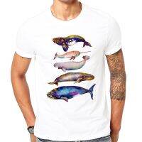 2022 Newest Fashion Cool Printed Watercolor Whales T-Shirt Summer Trendy Mens Hip Hop Short Sleeve Beautiful Animals Tee Tops