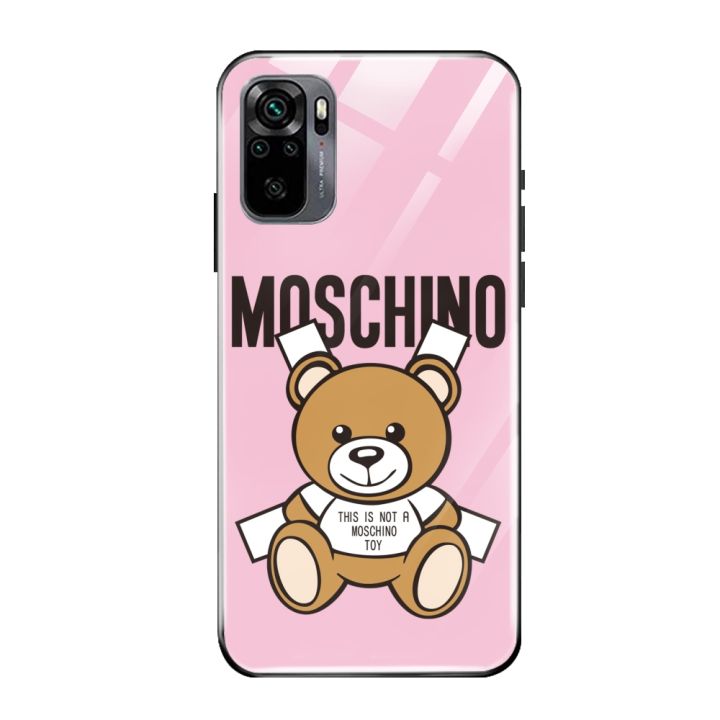 yellow-peach-flavor-เคสโทรศัพท์กระจกนิรภัยสำหรับ-redmi-note-10-pro-9s-8-7-6-5-a-8t-moschino-หมีน่ารัก