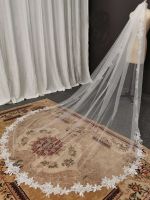 Long Lace Wedding Veil with Bling Sequins 3 Meters 1 Tier Wedding Veil with Comb White Ivory Veil for Bride Velo de Novia Hair Accessories