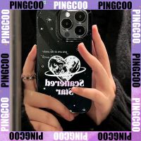 PingCoo - Candy Case For iPhone 14 13 12 11 Plus Pro Max XR TPU Soft Glossy Black Creative Trendy Love Universe Camera Protection Shockproof Back Cover