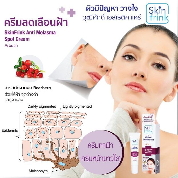 skin-frink-ครีมลดเลือนฟ้า-ครีมทาฝ้า-ครีมหน้าขาวใส-ครีมแก้ฝ้ากระ-ลดเลือนจุดด่างดำ-สีผิวไม่สม่ำเสมอ-ครีมทาฝ้าหนาๆ-หน้าใสอย่างรวดเร็ว