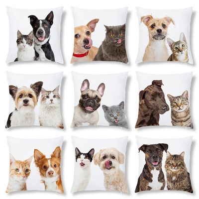 【hot】⊕☸☃ 45X45CM New Dog and Co-pattern Printed Pillowcase Custom Bedside Sofa Wholesale