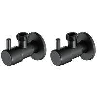 2X Black Angle Valve 304 Stainless Steel Water Stop Valve Leak-Proof Water Cold and Hot General Bathroom Accessories