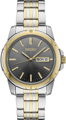 SEIKO Mens Japanese Quartz Dress Watch with Stainless Steel Strap, Silver, 10 (Model: SUR356)
