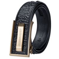 【jw】❆∋✹ Hi-Tie Designer Cintos de Couro Genuíno para Homens Jeans Strap Fivela Automática Luxo Preto Dourado PD-2036