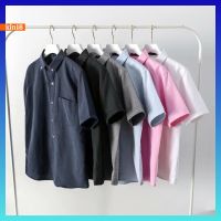 【คุณภาพสูง】เสื้อเชิ้ต แขนสั้น สีพื้น สำหรับผู้ชาย ขนาด M-3XL