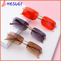 HESUOI ผู้หญิงผู้ชาย UV400 แว่นตา เฉดสี ตกแต่งเสือชีต้า แว่นกันแดด Ocean Lens แว่นกันแดดทรงสี่เหลี่ยมผืนผ้าไม่มีขอบ