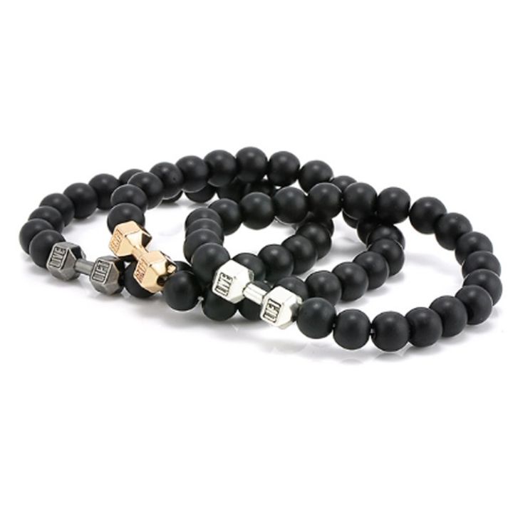 men-natural-black-volcanic-lava-stone-dumbbell-bracelet-black-matte-beads-bracelets-for-women-yoga-fitness-barbell-jewelry