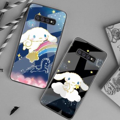 （cold noodles）การ์ตูนน่ารัก Cinnamoroll เคสโทรศัพท์กระจกนิรภัยสำหรับ Samsung S20 S7พิเศษ S8 S9 S10หมายเหตุ8 9 10 Pro Plus Cover