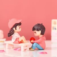 2Pcs/Set Cartoon Loving Couple Cute Miniature Figurines DIY Car Interiors Decoration Home Decoration Couple Gift