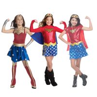 （ใหม่）ชุดคอสเพลย์ซูเปอร์ฮีโร่สำหรับเด็ก Super Girls Dress Superwoman Dress Super Hero Halloween Clothes