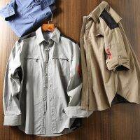 Outdoor big coffee level! Spring and summer functional waterproof quick-drying breathable mens shirt contrast color multi-pocket splicing shirt jacket