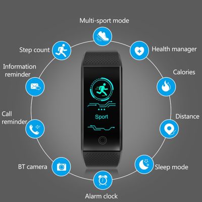 ✘◑ QW18 Smart Watch Sports Fitnes Color Screen IP67 Waterproof Heart Rate Fitness Bracelet Blood Oxygen Long Standby Wristband