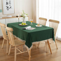 Modern Christmas Red Green Tablecloth Washed Cotton Tassel Table Cloth Table Runner for Wedding Dining New Year Xmas Table Cover