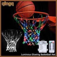 QINGQ ตาข่ายบาสเกตบอล LED เรืองแสงมาตรฐานสำหรับกีฬากลางแจ้งและกลางแจ้งเรืองแสงในที่มืดห่วงบาสเกตบอลตาข่ายบาสเกตบอลส่องสว่าง