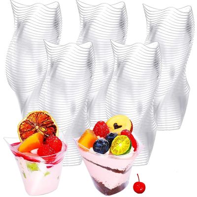 【CW】♛♤✈  100ML 20Pcs Disposable Plastic Dessert Cups Birthday Transparent ice Supplied