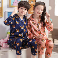 Boys Silk Pajamas Autumn Winter Long Sleeve Childrens Cloth Girl Sleepwear Sets Girls Pyjamas Sets for Kids Pajamas Set
