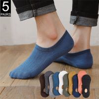 10 Pieces=5 Pairs Invisible Boat Socks Men Summer Thin Shallow Mouth Silicone Non-slip Low-cut Short Socks Socks Tights