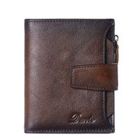 ZZOOI Mens Vertical Vintage Genuine Leather Wallet RFID Blocking Zipper Coin Purse Business Card Holder Bag Wallet Man