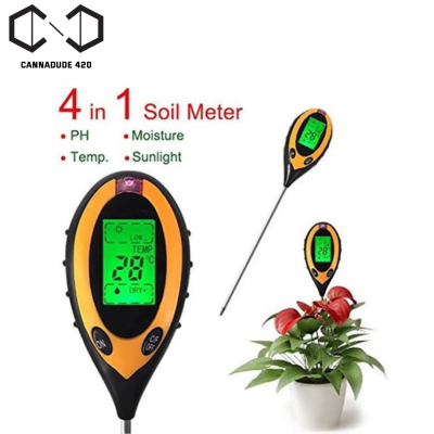 Soil test 4 in 1 ดิจิตอลดินความชื้น Meter PH Meter อุณหภูมิแสงแดดทดสอบ ที่วัดค่าดิน Tester Cannadude420