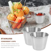 48 Packs 1.5Oz/45Ml Condiment Sauce Cups Stainless Steel Dipping Sauce Cups Reusable Condiment Dishes