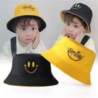 ✗✷▣ Childrens double-sided fisherman hat for men and women smiley