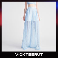 VICKTEERUT (ราคาปกติ 9,800-.)  Gingham Organza Wide Leg Trousers กางเกงขาบาน ผ้าออร์แกนซา ลายตาราง