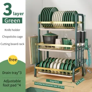 Dish Drying Rack, Larger Capacity 2&3 Tier Dish Racks And