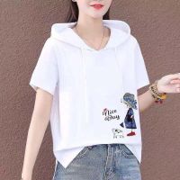 ◄▤ 2021 Summer Loose 100 Cotton Hoodie T Shirt Woman Short Sleeve Shirt Woman T shirt O Neck Korean Style Women Shirts