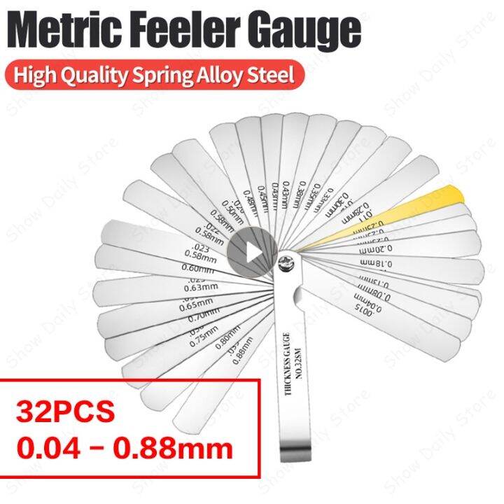 32PCS Feeler Gauge Metric Thickness Gauge Set Blade Gap Filler Tappet Valve Thickness