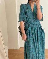 New Flower Print Summer Dress Evening Long Vintage Dresses Oversize Short Sleeve Beach Women Dress Robe Vestido Prom