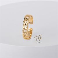 TBK 18K Gold Cubic Zirconia Adjustable Open Ring For Women 83R