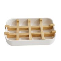 Bamboo Soap Bamboo Eco-friendly Portable Soap Dish with Handcrafted Wooden Holder and Tray for Bathroom Storage Food Storage  Dispensers