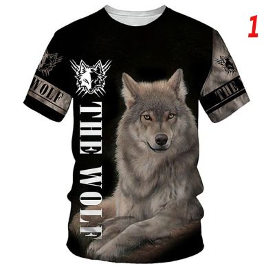 SC The Wolf Fashion Mens Cool Short-sleeved T-shirt Printing Round Neck Loose Sports Casual Wear