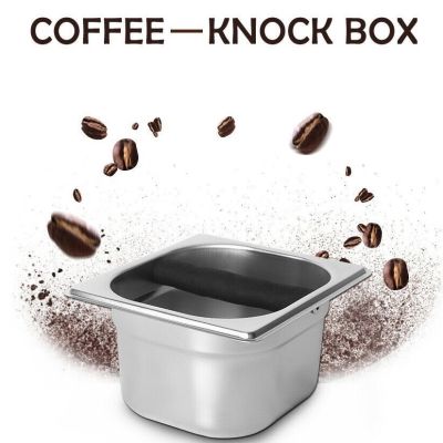 ถังเคาะกาแฟ,เหล็กสแตนเลสเอสเปรสโซ่ส ที่วางกาแฟ คอนเทนเนอร์กล่องเคาะได้ อุปกรณ์เสริมสำหรับกาแฟ ที่เคาะกากกาแฟ