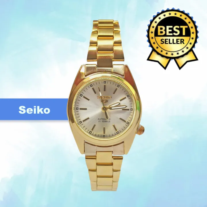 Seiko 5 21 Jewels All Gold Stainless Steel Watch for Men(Gold) | Lazada PH