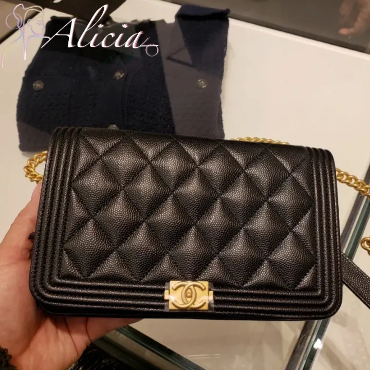 AliciaShop NEW! CHANEL BOY WOC ″ IN BLACK CAVIAR GHW MICROSHIP AP1117 |  