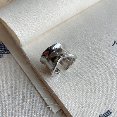 Korean 925 Sterling Silver Geometric Minimal Ring Womens Design Feel Wide Face Irregular Mini Ring Wholesale Rings Exaggeration