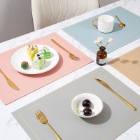 【CC】❅♧❦  43x30 cm Placemats Table Non-Slip Insulation Leather Mats Set Cup Dinner Hot Proof
