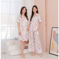 ชุดนอน Muslin pajamas ซาติน Silk Satin ผ้านุ่มลื่น ใส่สบาย ( รุ่น T973,L973,N973,K973)