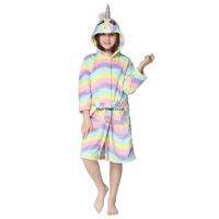 Unicorn Girls Hoodies Bathrobe Winter Children Sleepwear Flannel Toddler Pajama Warm Kids Animal Costumes Infant Towel Robes