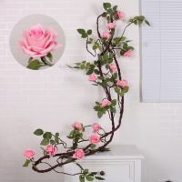 300cm Artificial Rose Vine Hanging Flowers With Green Leaves Fake Plants Silk Rattan Garland For Wedding Home Hotel Party Decor