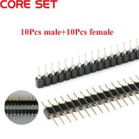 1/10 Pair Connector Pin Header Strip 10pcs Male 10pcs Female Header Single Row 40 Pin 2.54mm Pin Connector Strip Round Needle