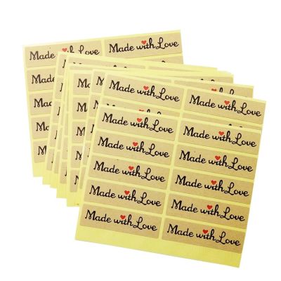1000Pcs Wholesale Vintage Made Sealing Sticker Love Kraft Label Hand Made For Gift Cake Baking Heart Free shipping 5.5*1.5cm Stickers Labels