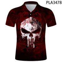 Punisher Polo Homme Summer 3D Printed Polo Shirt Men Fashion Streetwear Hombres Harajuku Cool Short Sleeve Casual Ropa