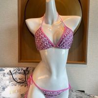 New Bikini Summer Beach Letter Swimming Print Two Piece Set Split Style