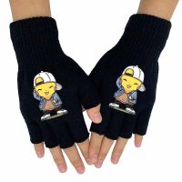 Pokemon Cotton Gloves Pikachu Cartoon Anime Figures Elasticity Mittens Knitted Fingerless Glove Winter Warm for Boys Girls Gifts